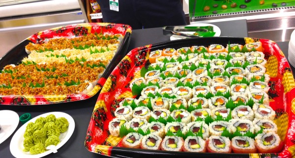 Samples of freshly made sushi rolls
